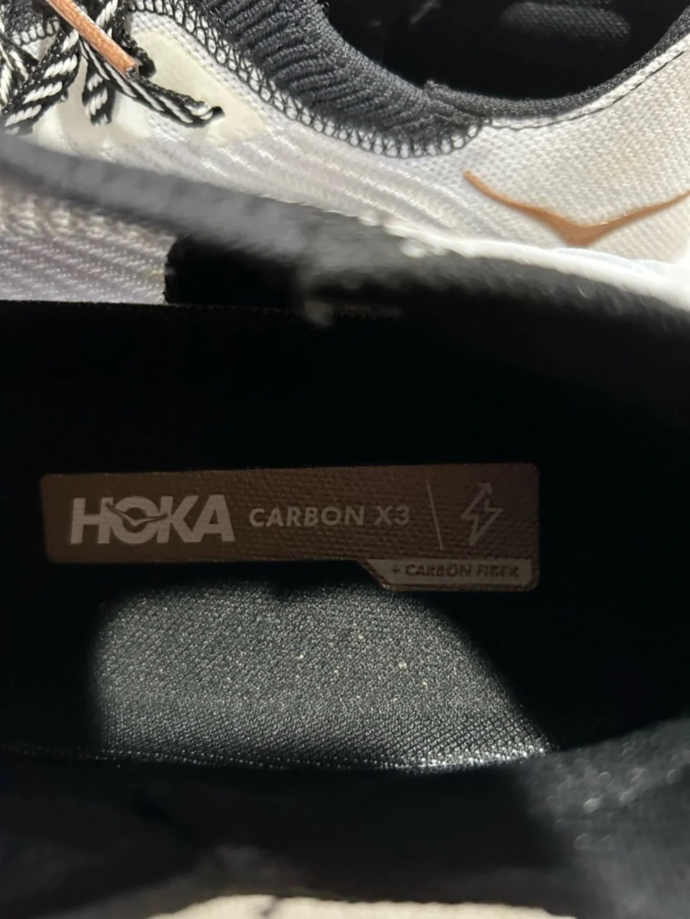 Hoka One One Black and Cream Split-Knit Running Sneakers